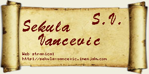 Sekula Vančević vizit kartica